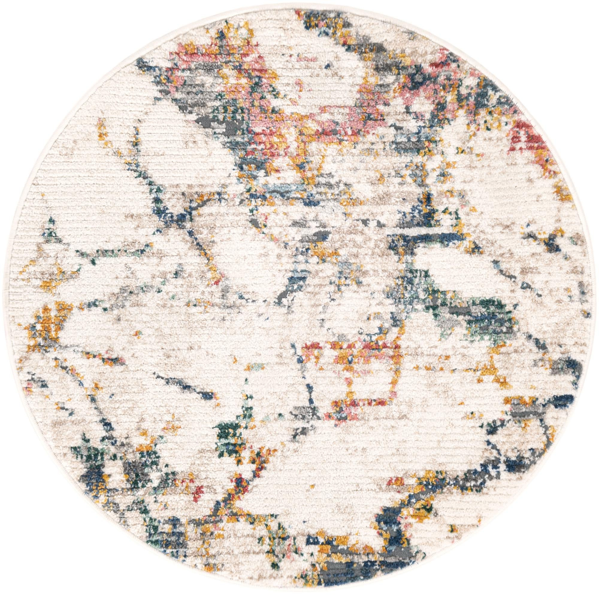 3' 3 x 3' 3 Hume · Abstract rug, white and multicolor