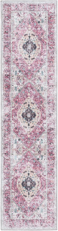 2' x 8' Trillium · Medallion Washable Rug, coral and ivory