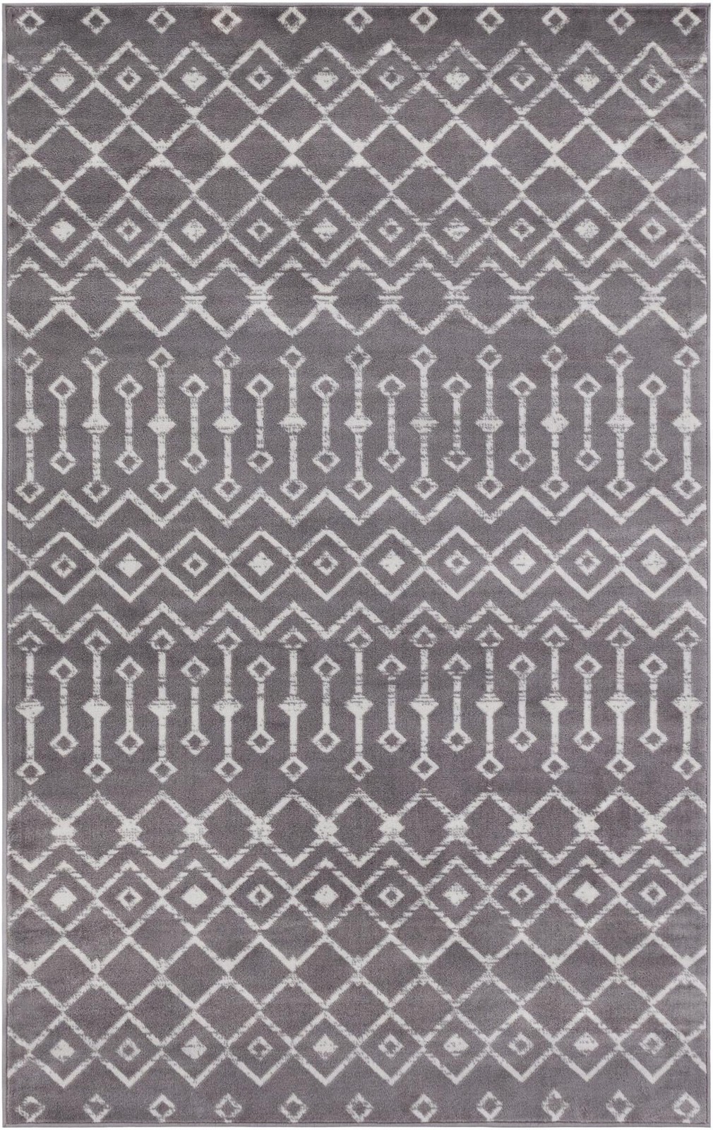 5' 3 x 8' Dudley · Geometric trellis rug, gray and ivory