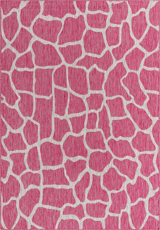 7' x 10' Stillwater · Animal print Outdoor Rug, magenta and gray