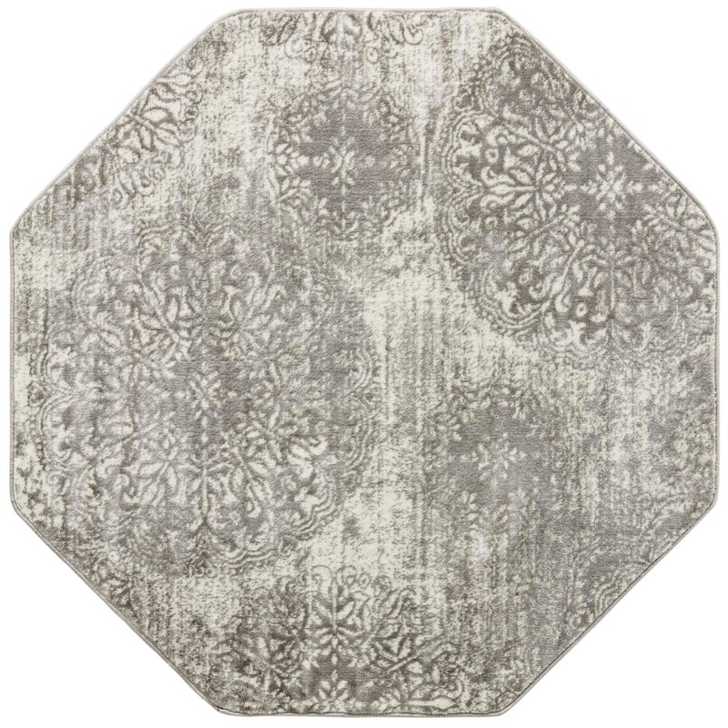 5' 3 x 5' 3 Blakemore · Distressed medallion rug, gray and ivory