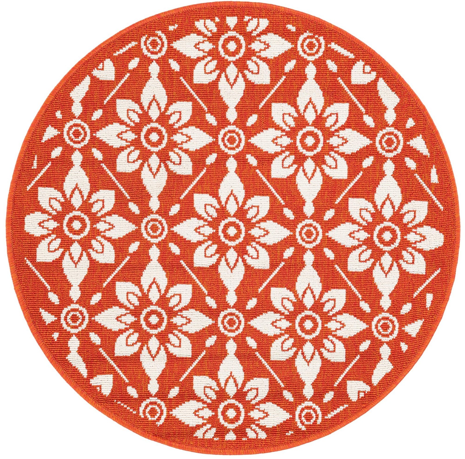 3' x 3' Selwyn · Floral trellis Outdoor Rug, rust and ivory