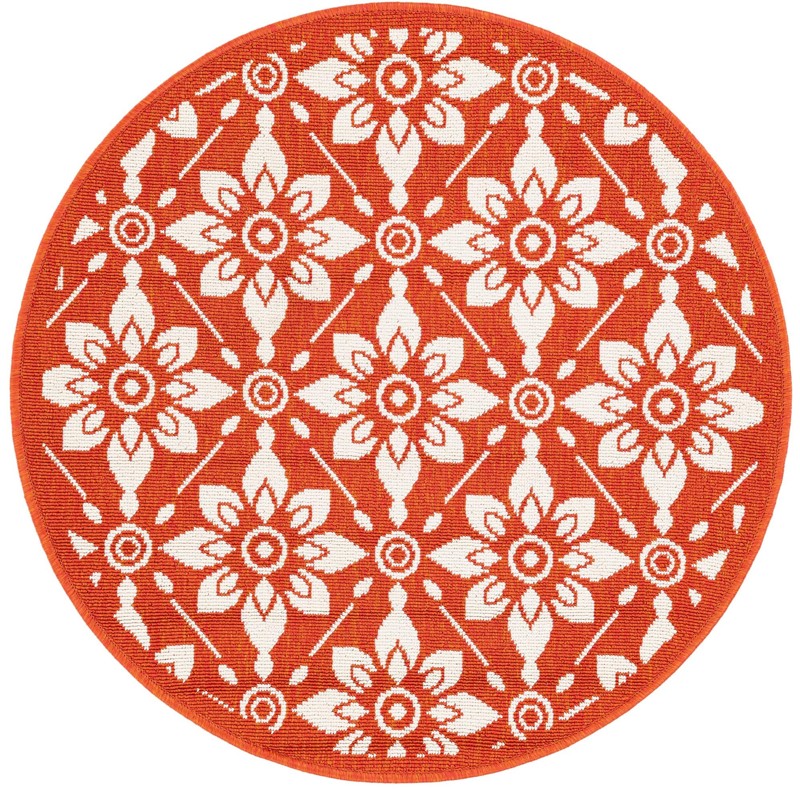 Selwyn · Floral trellis Outdoor Rug, rust and ivory