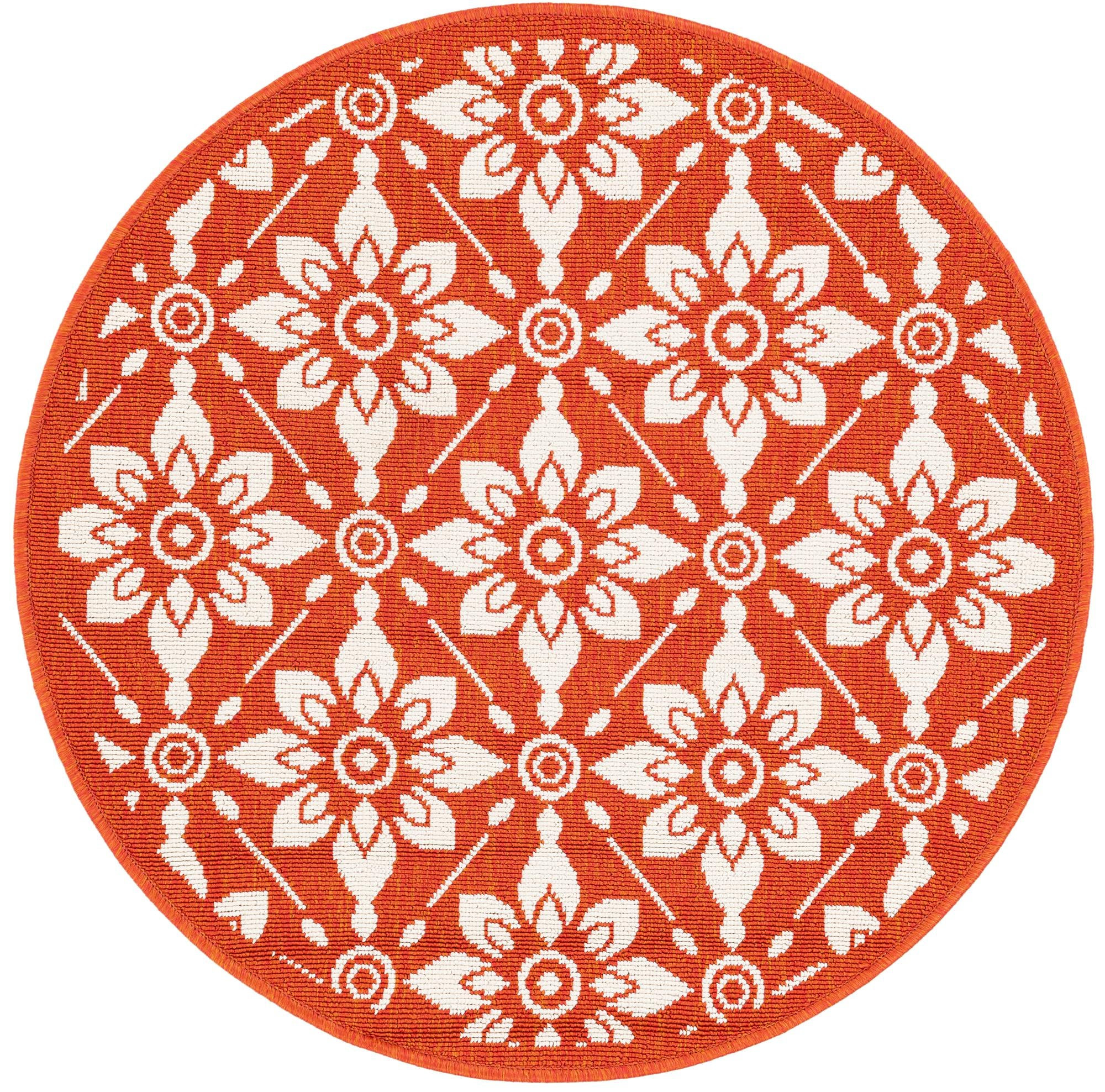 3' x 3' Selwyn · Floral trellis Outdoor Rug, rust and ivory