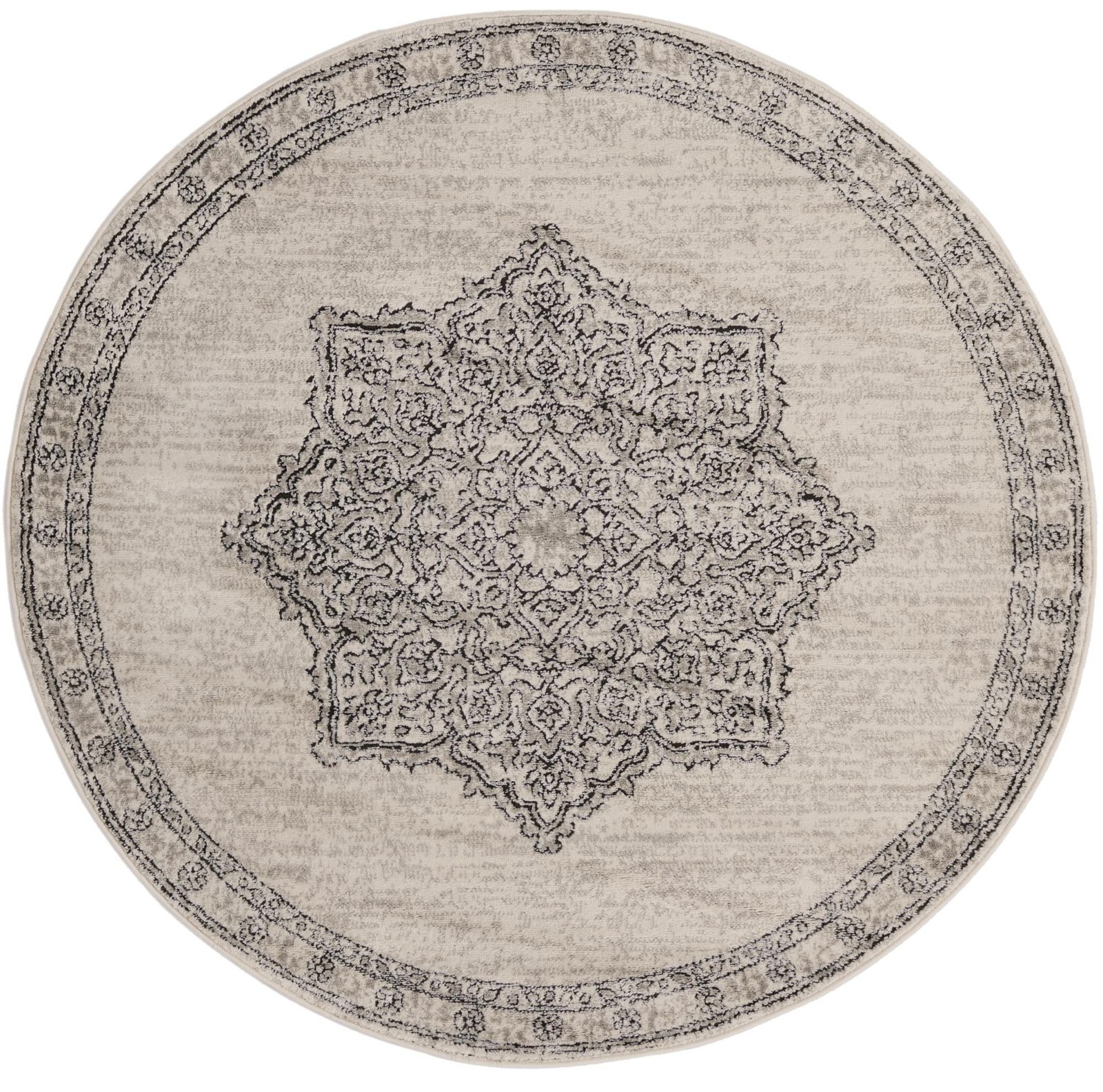 5' 3 x 5' 3 Wade · Medallion rug, ivory and gray