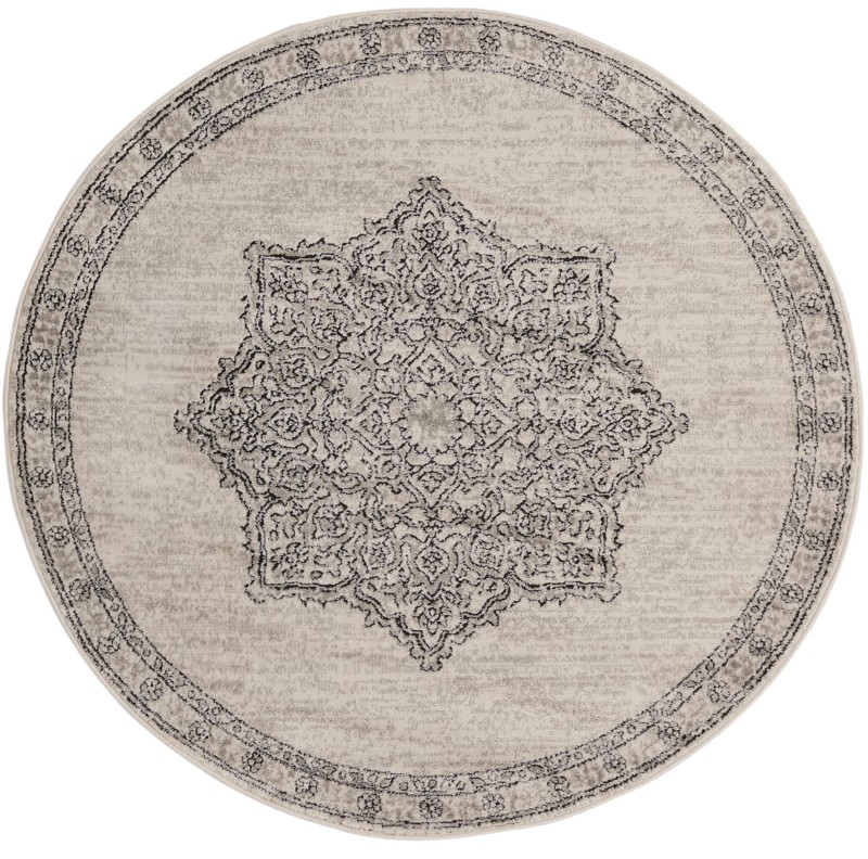 5' 3 x 5' 3 Wade · Medallion rug, ivory and gray