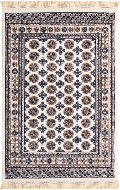 4' x 6' Pitcairn · Geometric medallion rug, ivory and navy