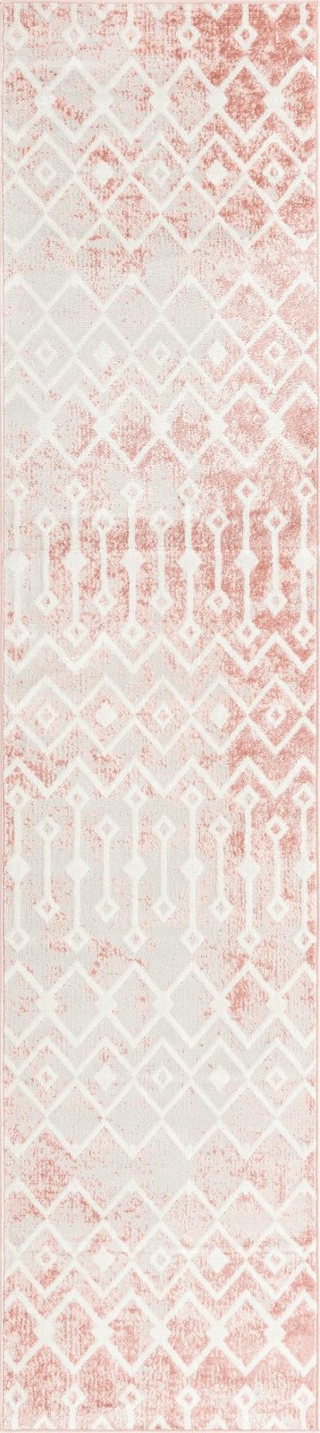 2' 7 x 12' Eugene · Geometric trellis rug, rose and ivory
