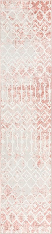 2' 7 x 12' Eugene · Geometric trellis rug, rose and ivory