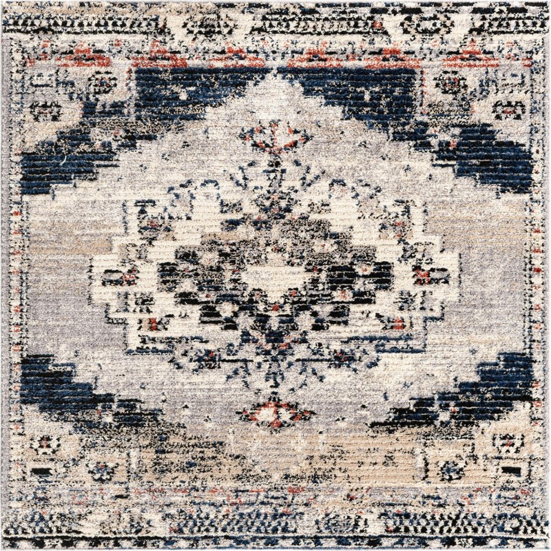 6' x 6' Burton · Border rug, gray
