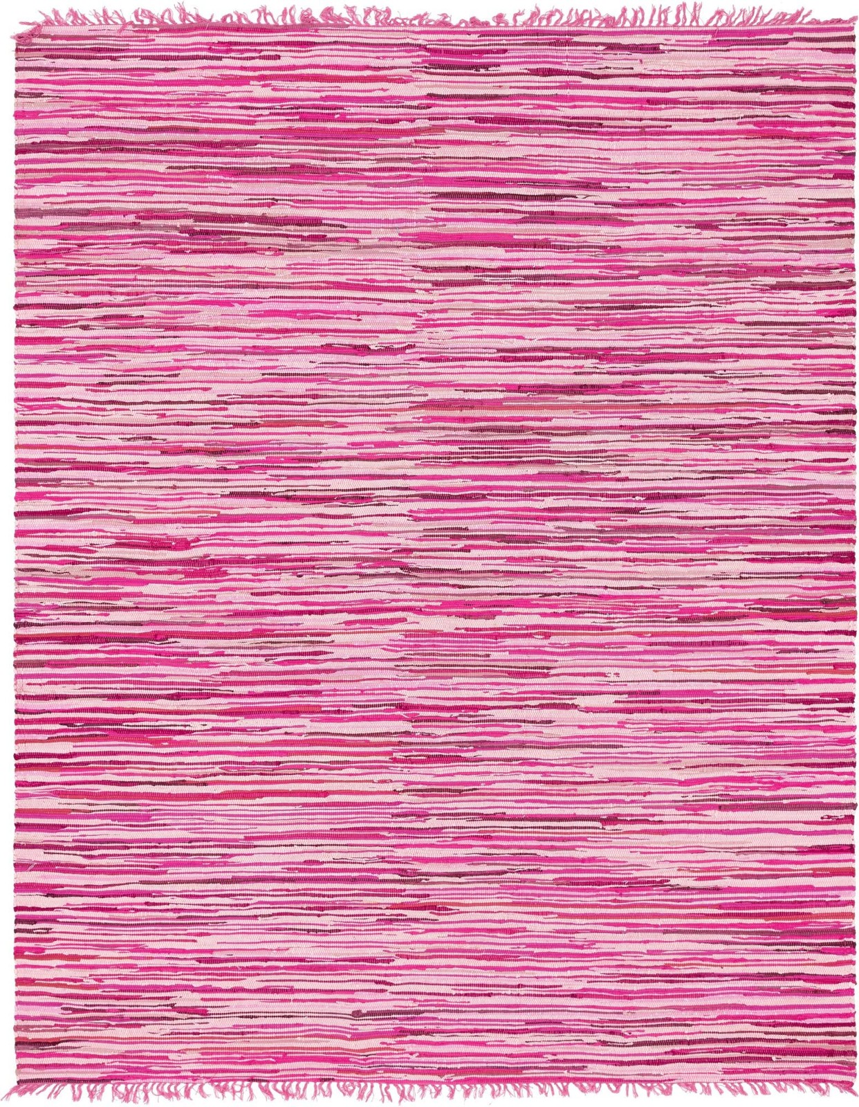 9' x 12' Fenn · Striped Chindi Rug, pink