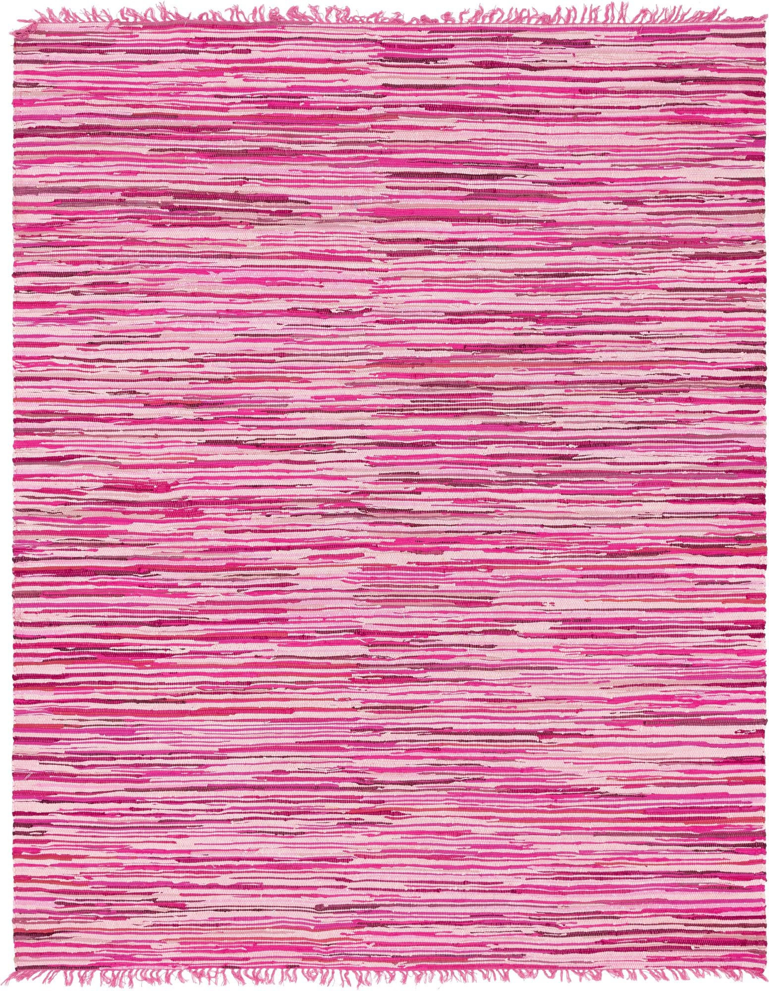 9' x 12' Fenn · Striped Chindi Rug, pink