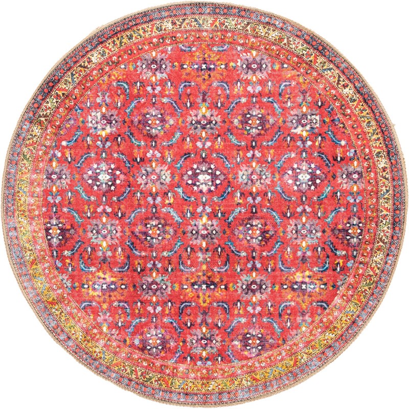 Carew · Medallion Washable Rug, red