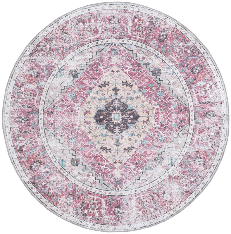 6' x 6' Trillium · Medallion Washable Rug, coral and ivory