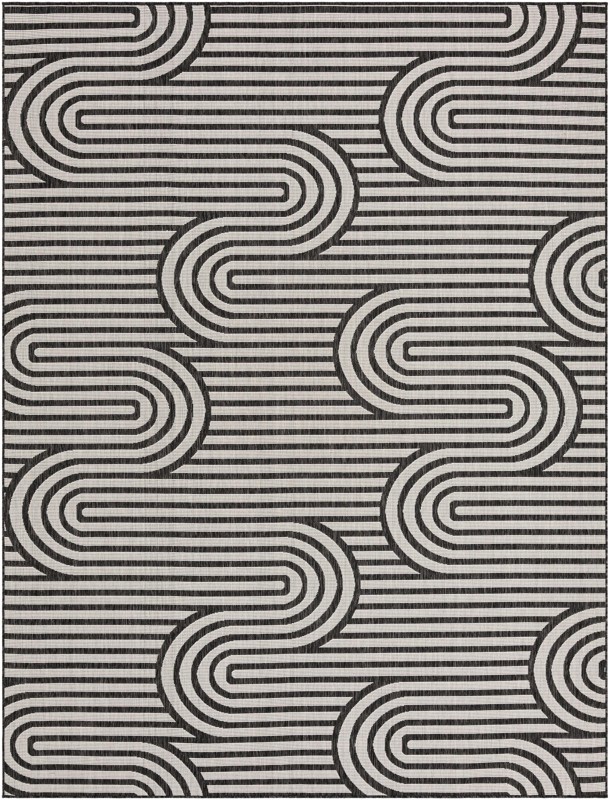 Northam · Geometric linear Outdoor Rug, black and white