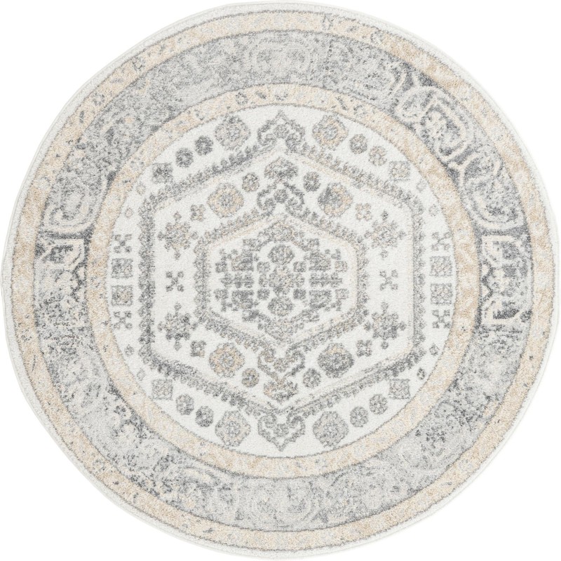 5' x 5' Broadhurst · Border rug, ivory