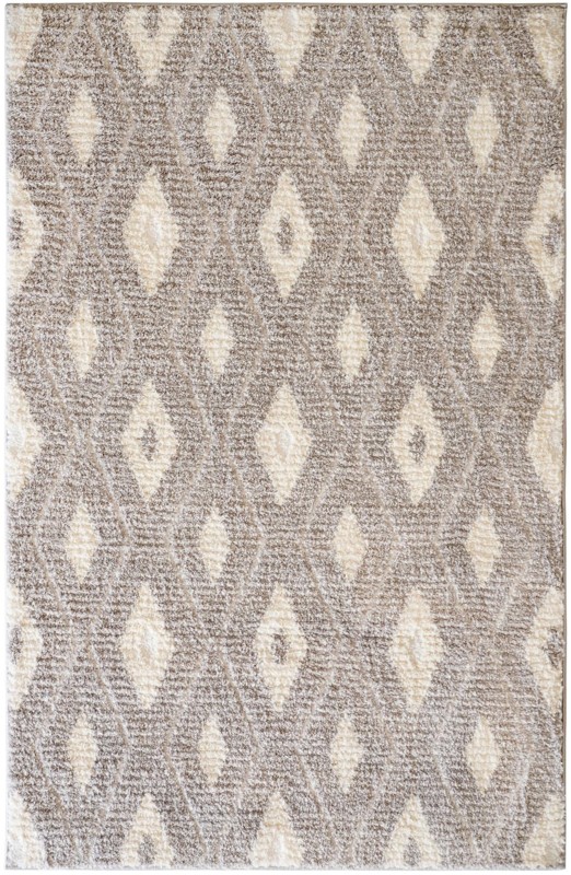 4' x 6' Gaines · Diamond lattice rug, gray and ivory
