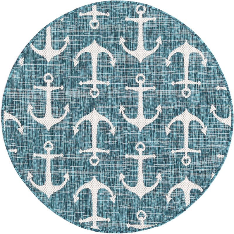 4' x 4' Millbrook · Pictoral Outdoor Rug, teal