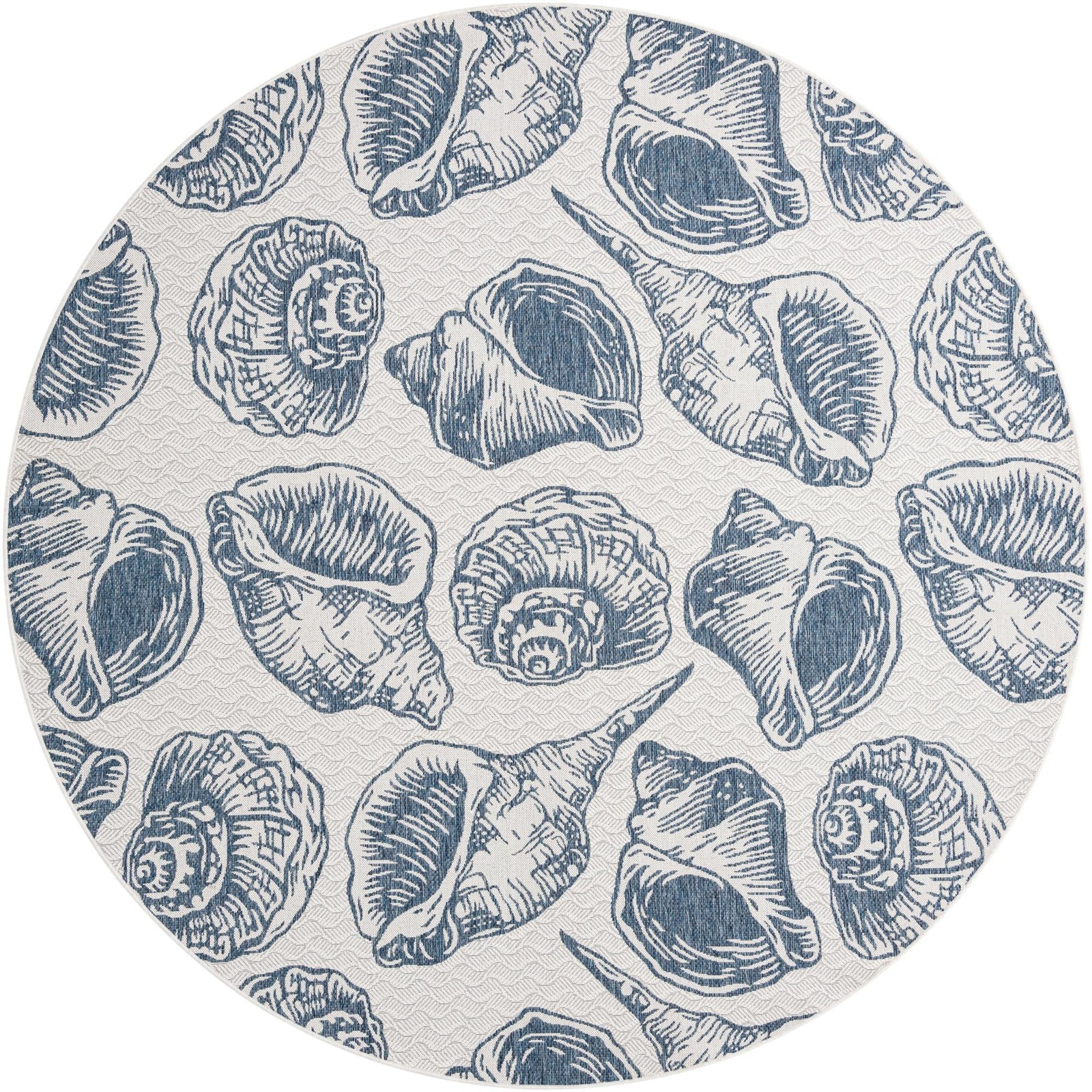 10' x 10' Arcata · Seashell Outdoor Rug, navy and ivory