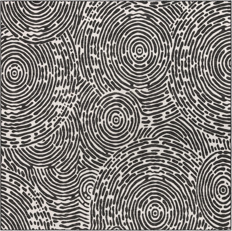 10' x 10' Grafton · Abstract Outdoor Rug, black and white