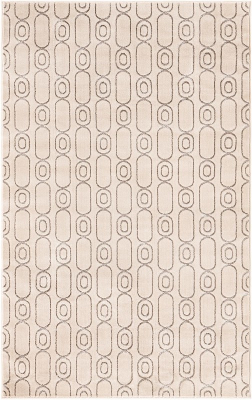 5' 3 x 8' Renwick · Geometric rug, white and silver