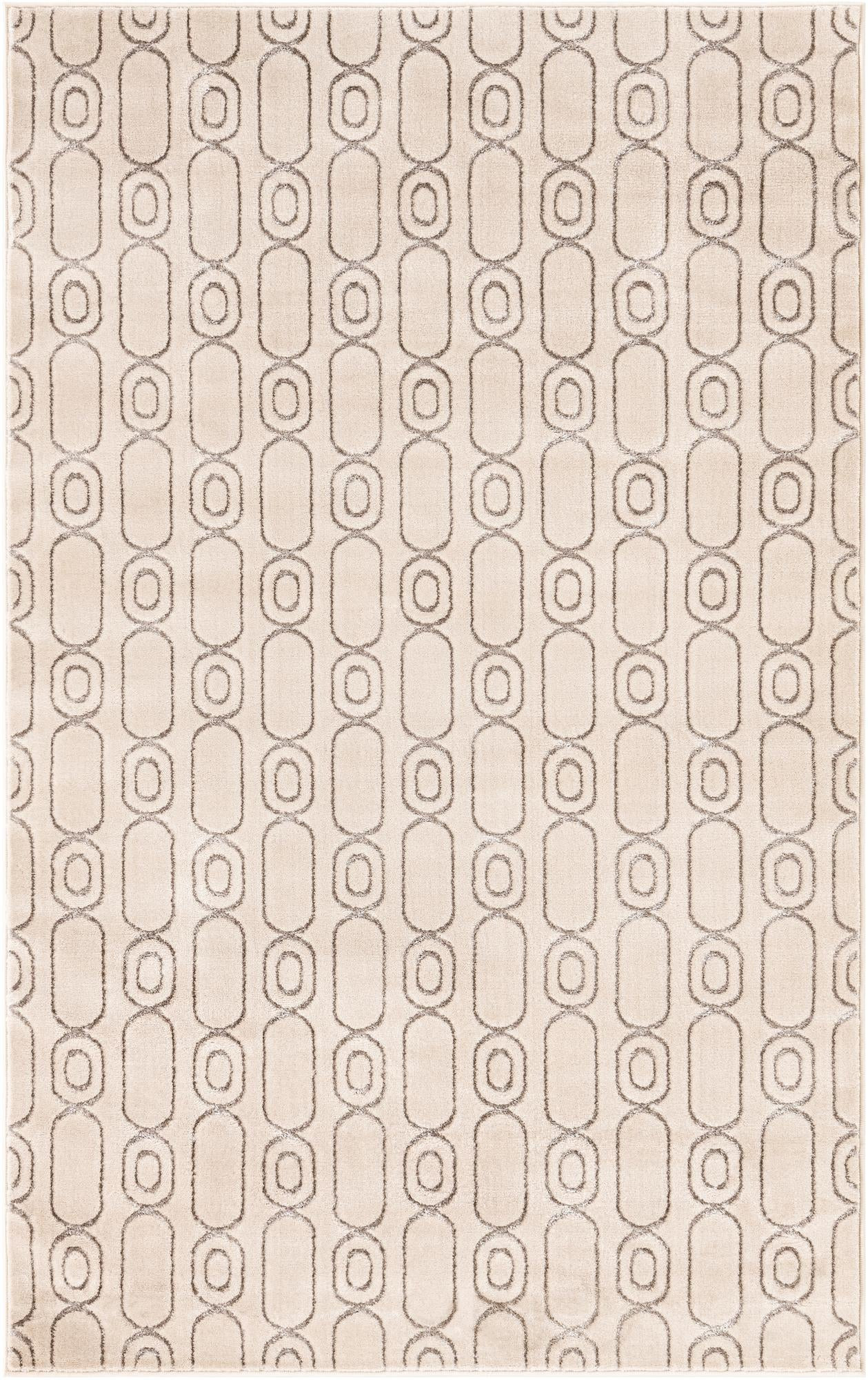 5' 3 x 8' Renwick · Geometric rug, white and silver