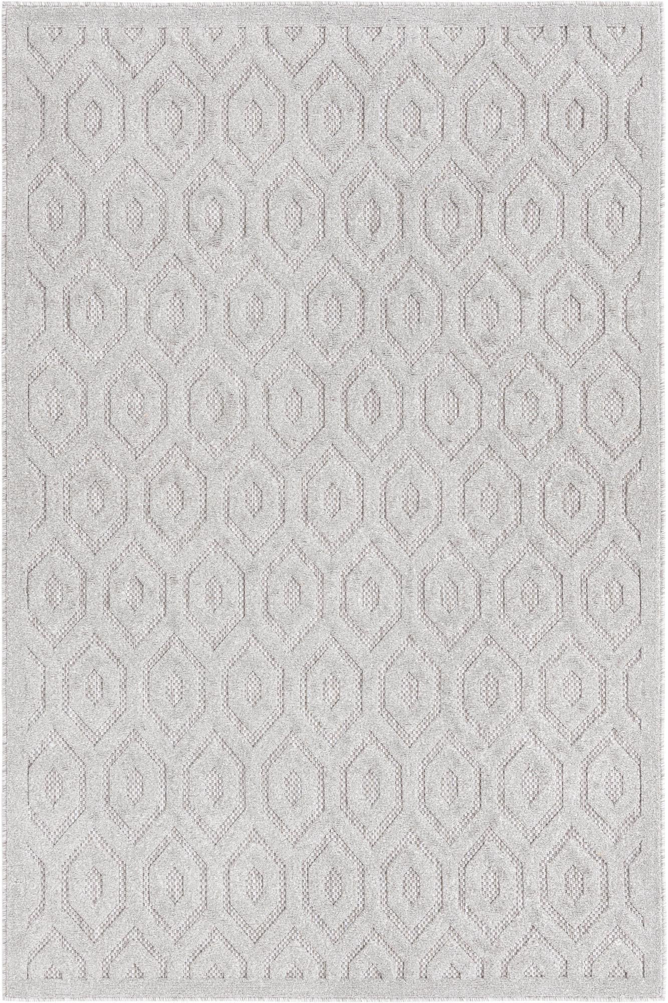 5' 3 x 8' Roanoke · Geometric trellis Outdoor Rug, light gray