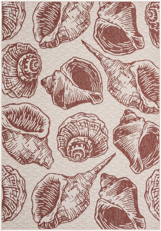 Arcata · Pictoral Outdoor Rug, ivory and rust red