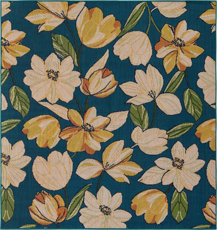 Lyndon · Floral / botanical Outdoor Rug, blue
