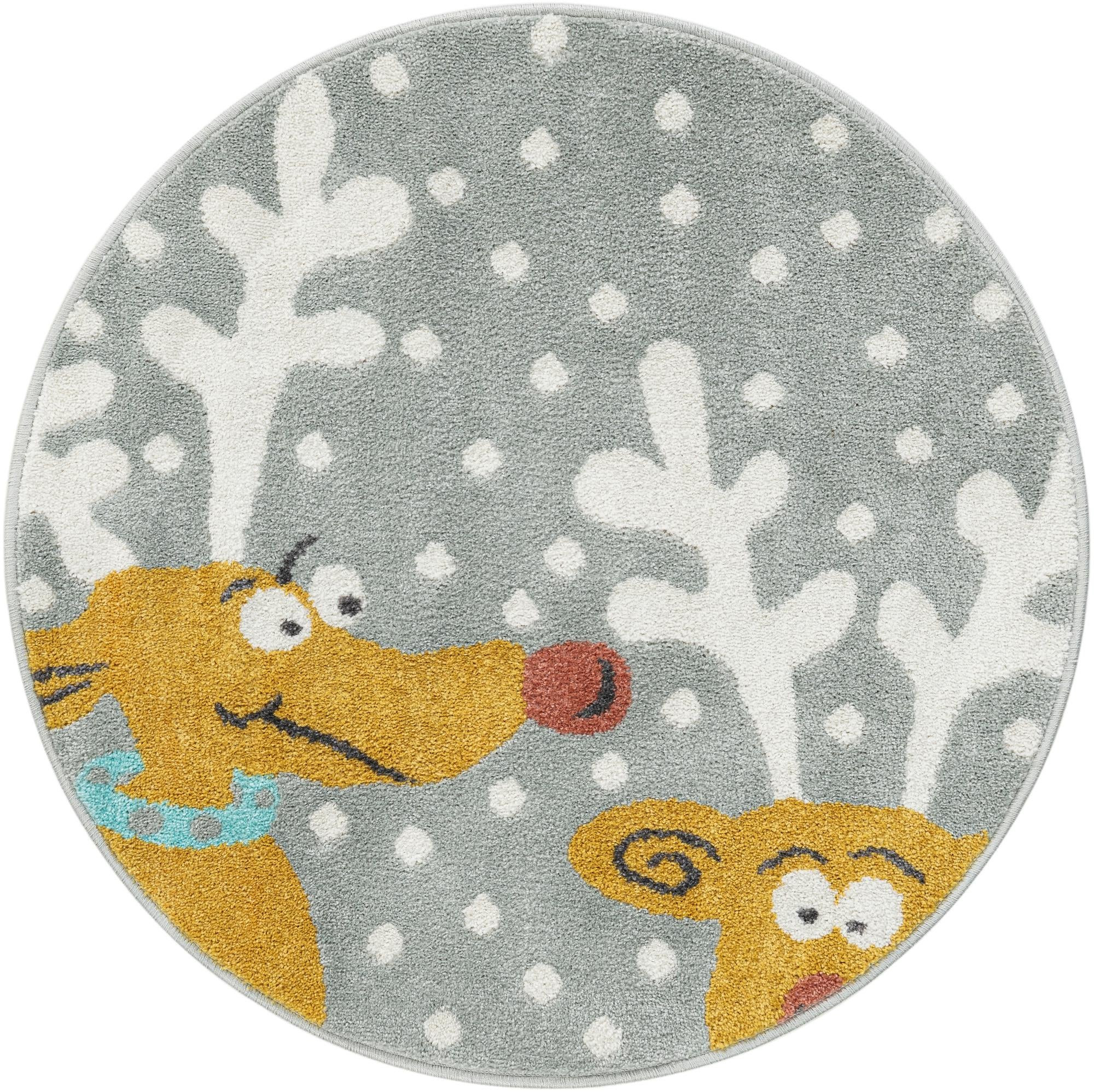 3' 3 x 3' 3 Dove · Pictoral rug, gray