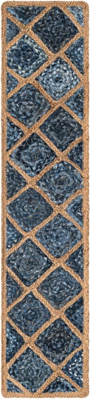 1' 2 x 6' 1 Halsey · Border Braided Jute Rug, blue