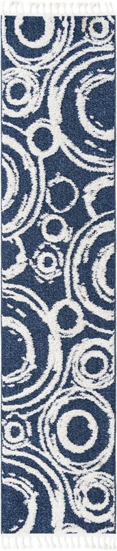 2' 7 x 12' Beech · Abstract rug, blue