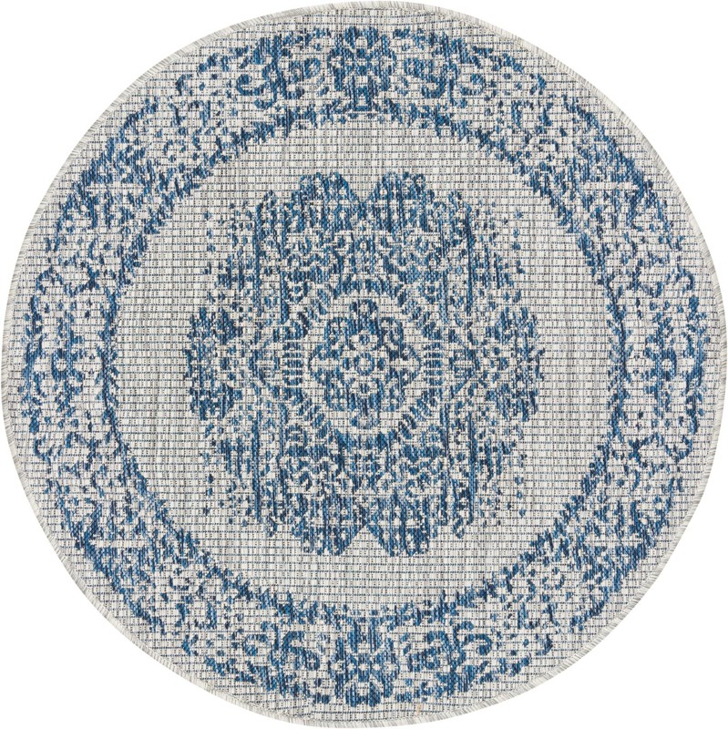 3' x 3' Hayden · Medallion Outdoor Rug, blue