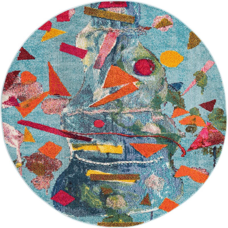 7' x 7' Romney · Abstract Washable Rug, aqua