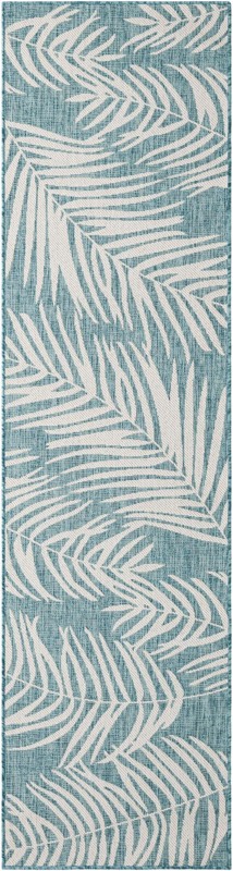 Moody · Floral / botanical Outdoor Rug, aqua