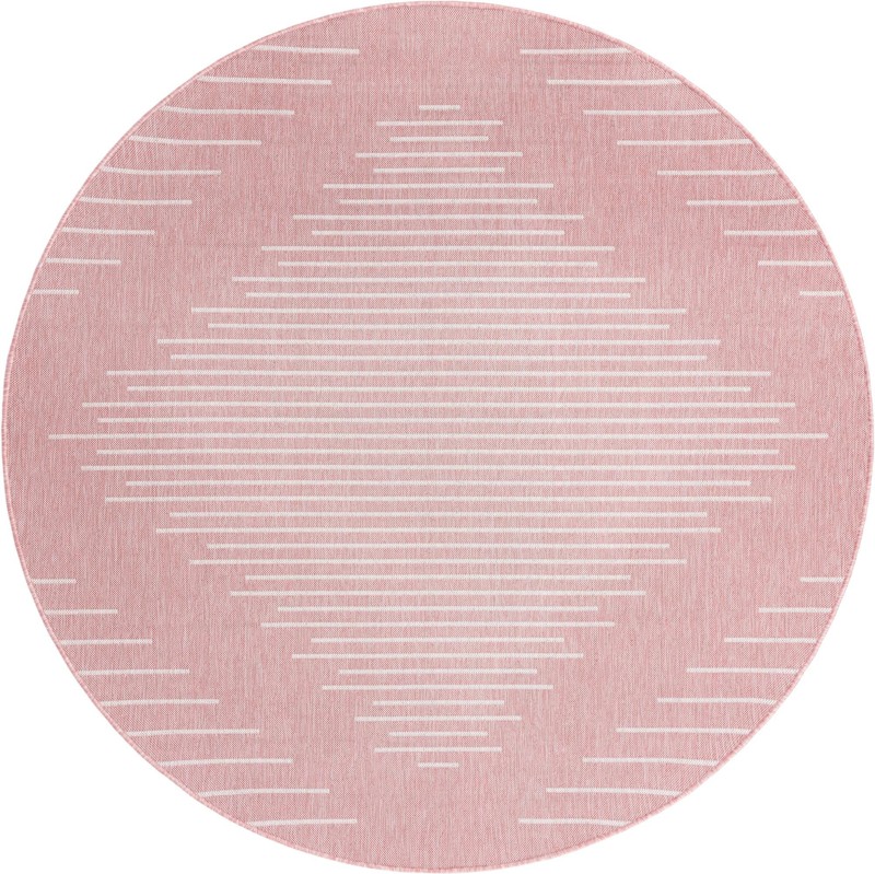 13' x 13' Harlow · Geometric diamond Outdoor Rug, pink and ivory