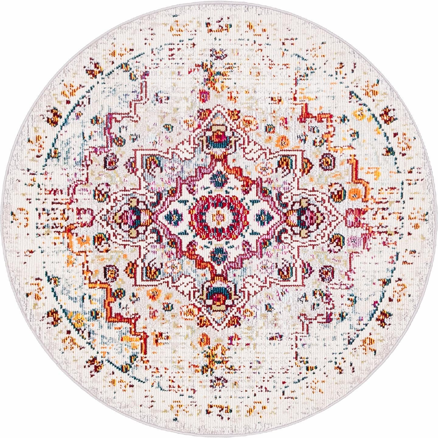 4' x 4' Garnet · Medallion rug, beige