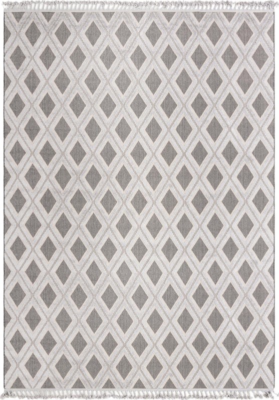 9' x 12' Goshen · Diamond lattice rug, gray and charcoal