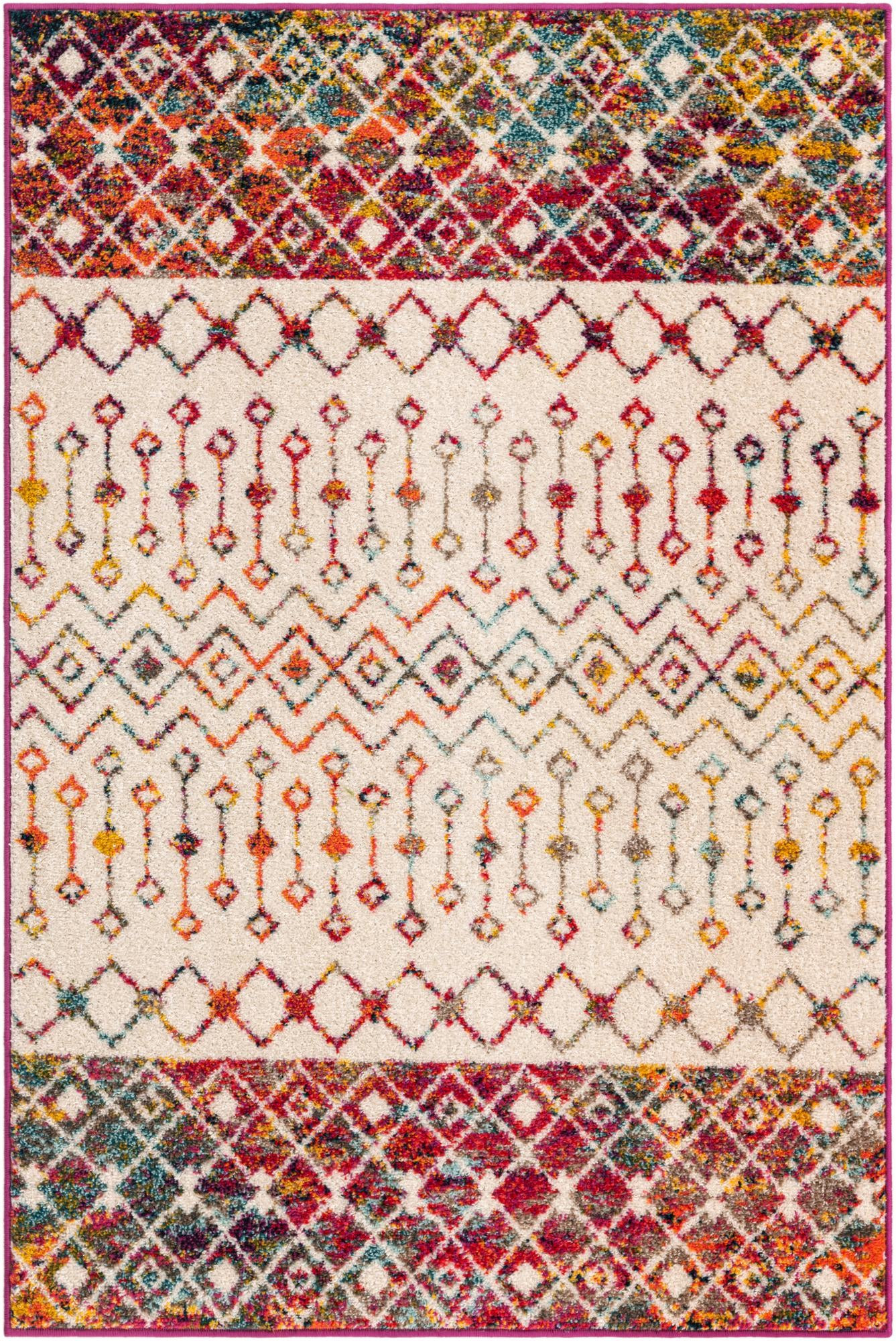 4' x 6' Vernon · Geometric tribal rug, ivory multi