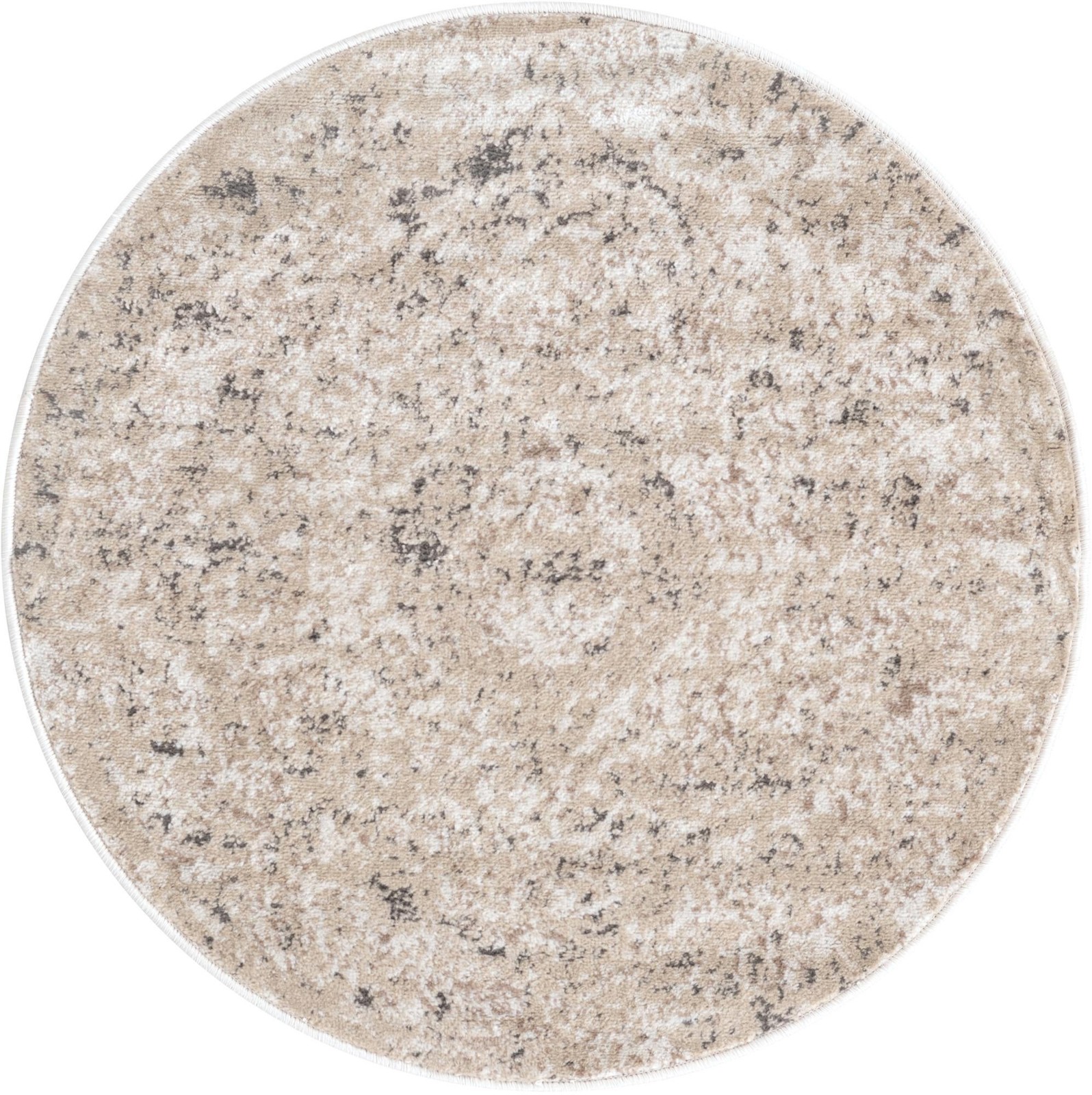 3' x 3' Priestley · Distressed medallion rug, beige and gray