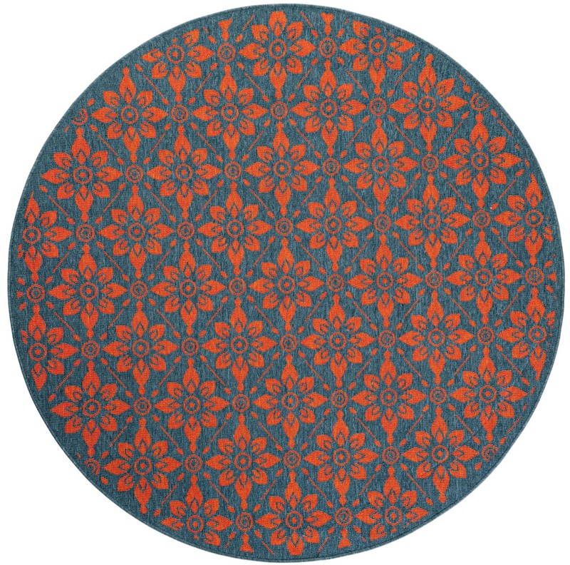6' x 6' Selwyn · Floral / botanical Outdoor Rug, blue and red