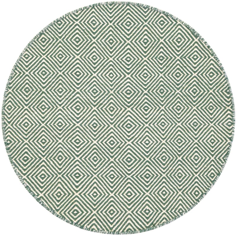 3' 1 x 3' 1 Standish · Diamond trellis Wool Rug, green and ivory
