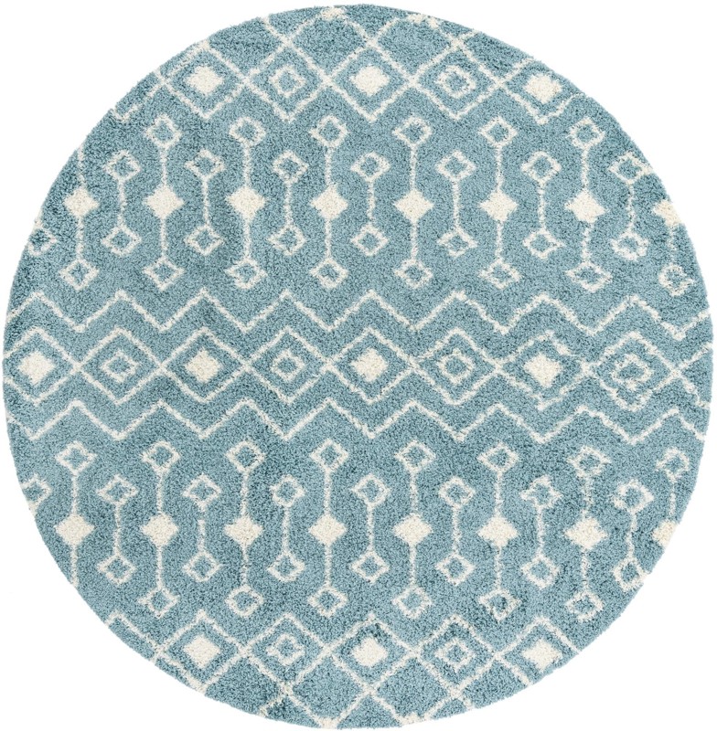 10' x 10' Bayley · Geometric trellis shag rug, light blue