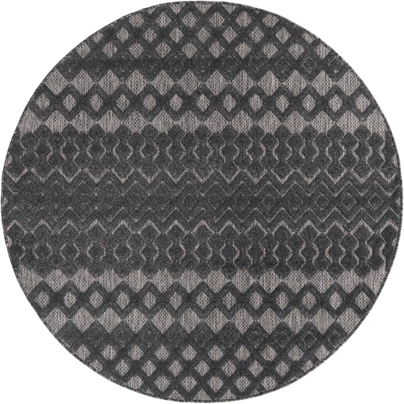 5' 3 x 5' 3 Creed · Geometric Outdoor Rug, charcoal gray and ash