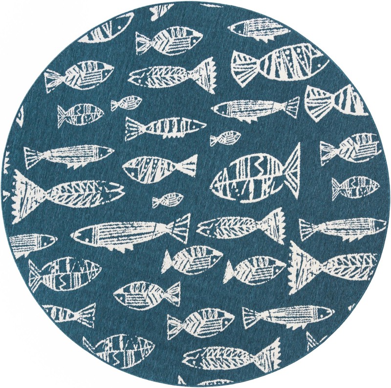 7' x 7' Thaddeus · Pictoral Outdoor Rug, blue