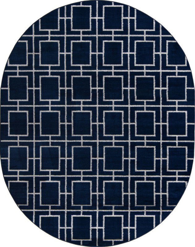 Cowley · Geometric lattice rug, navy and silver