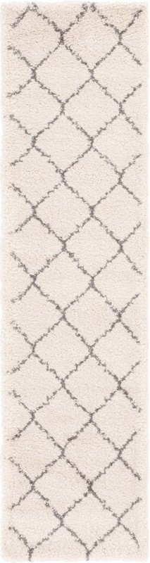 2' 7 x 10' Jameson · Diamond trellis Shag Rug, ivory and gray