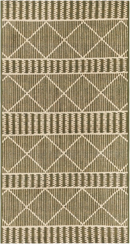2' 7 x 5' 3 Lomax · Geometric Outdoor Rug, green and ivory