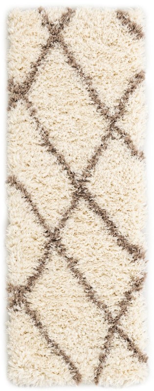 2' x 6' Rockingham · Diamond shag rug, pearl and khaki