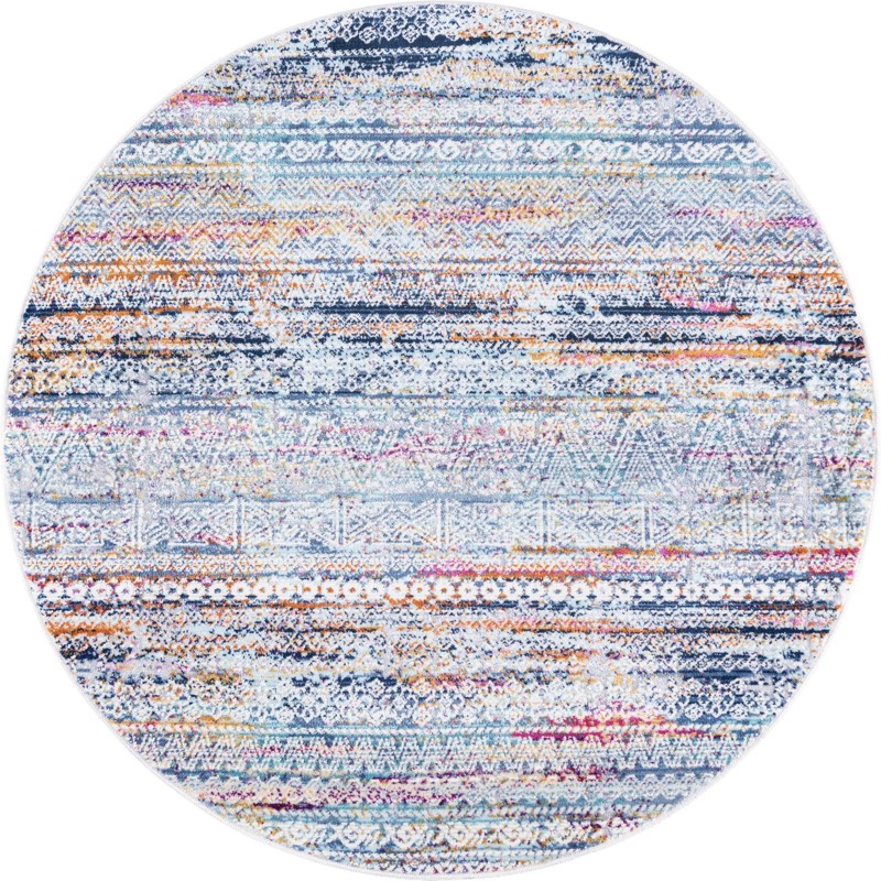 Flanders · Tribal striped rug, multicolor and blue